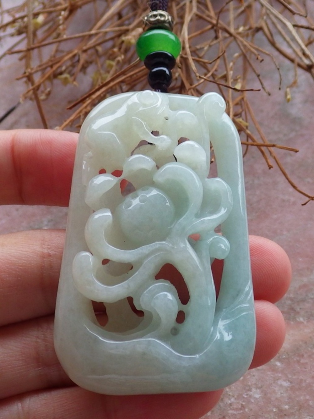 Certified Natural Burma A Jade jadeite Frog Toad Lotus Flower Pendant Necklace